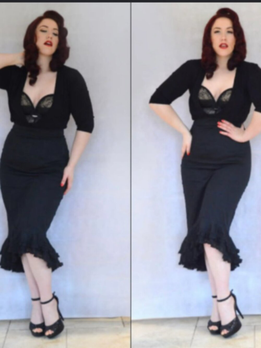 Deadly Dames black Flamenco Mermaid skirt, Medium, EUC